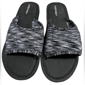 ComfortView Women’s Memory Foam black/White Sandal Slides NWOT Size‎ 12W